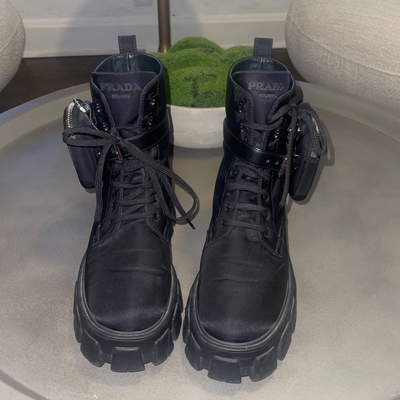 AUTHENTIC PRADA NYLON MONOLITH COMBAT BOOTS with MINI POUCHES - Picture 2 of 9